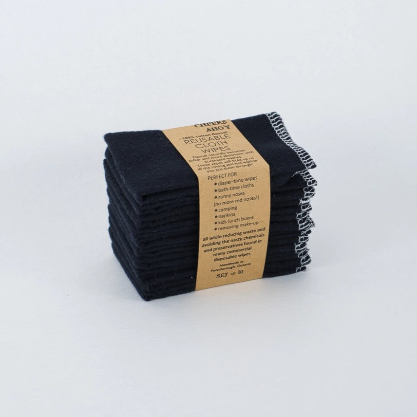 Cloth Wipes, 100% Cotton, 10-pack