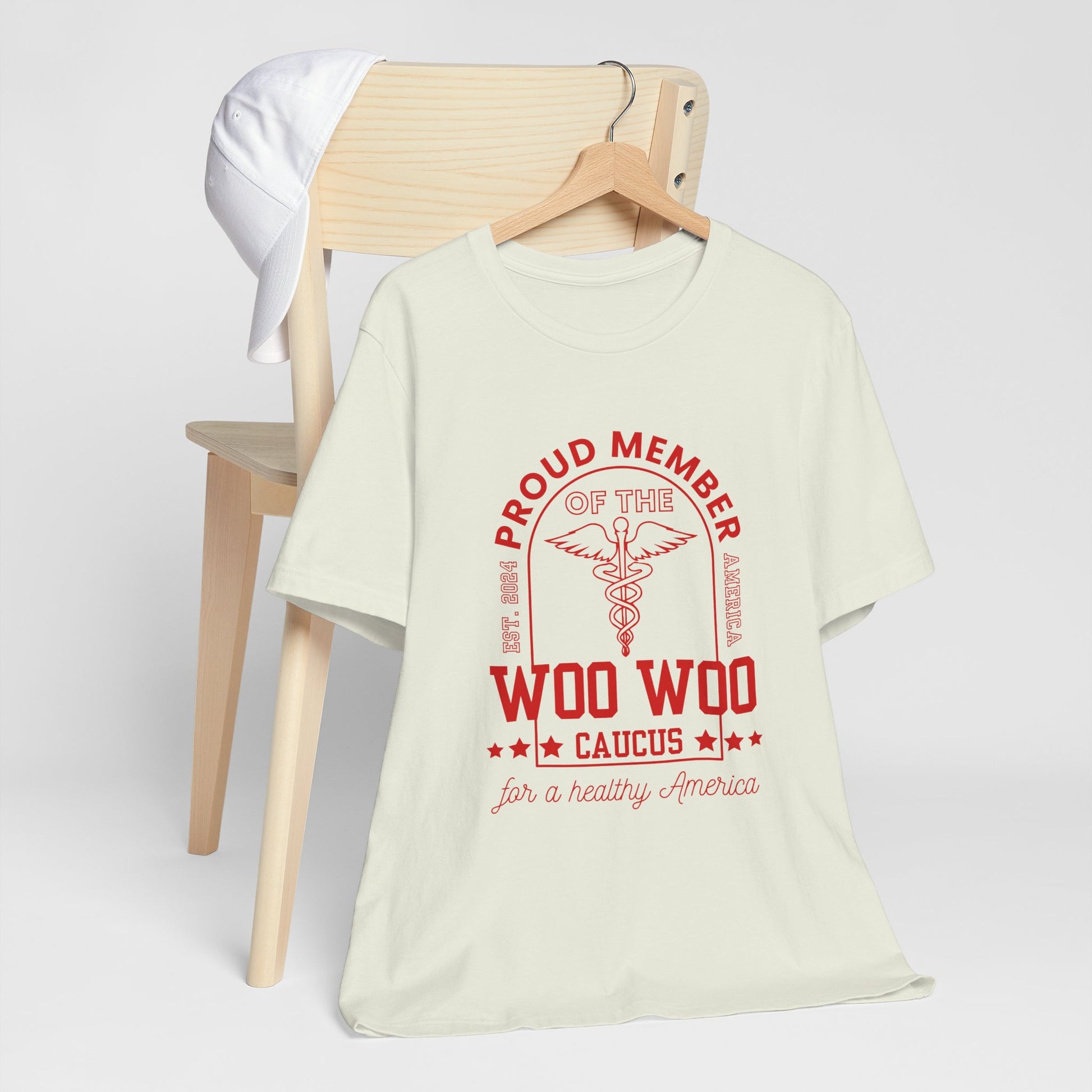 Proud Member of the Woo Woo Caucus - Unisex Jersey Short Sleeve Tee, Red