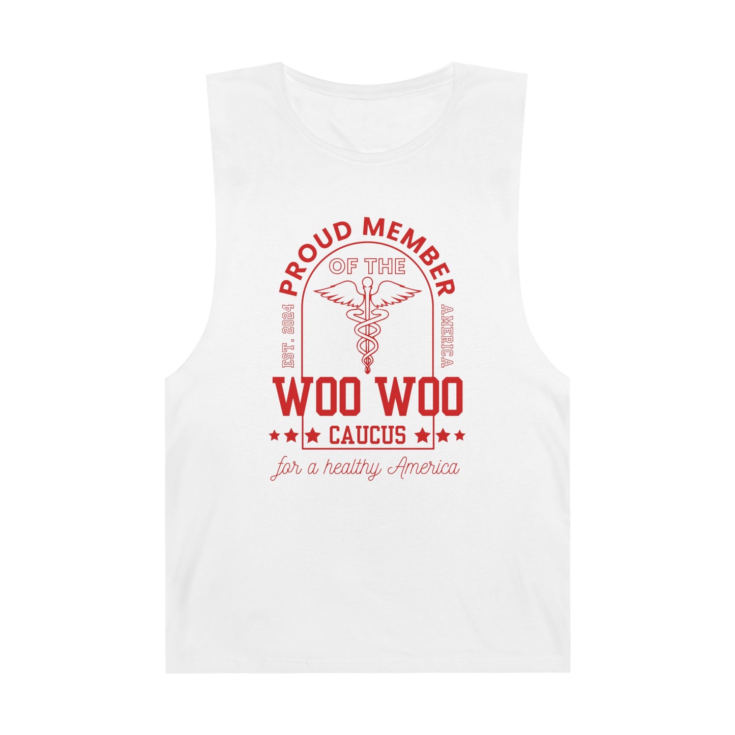 Proud Member of the Woo Woo Caucus - Unisex Muscle Tee, Red