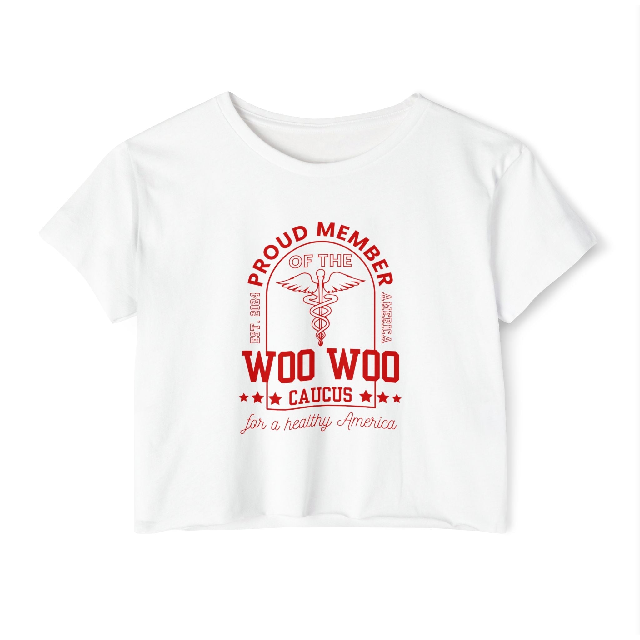 Proud Member of the Woo Woo Caucus - Women's Crop Top, Red Ivy & Fields