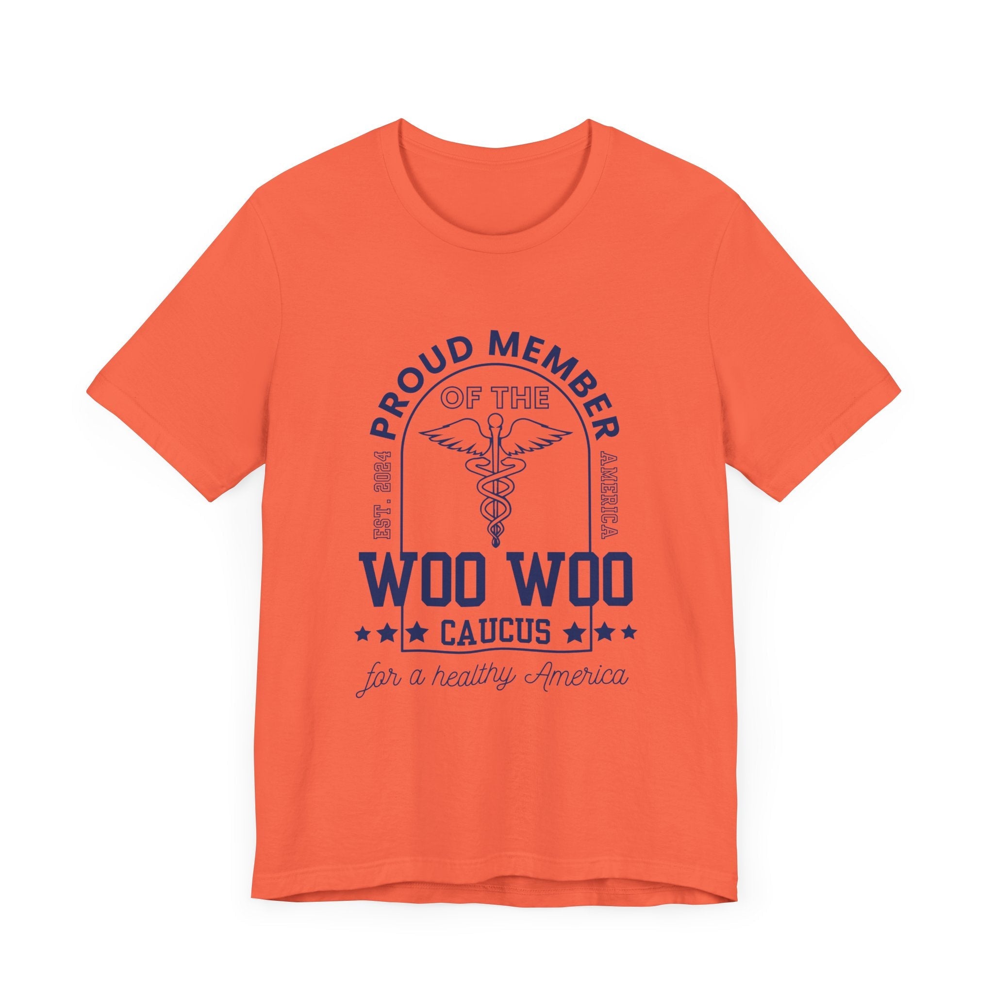 Proud Member of the Woo Woo Caucus - Unisex Jersey Short Sleeve Tee, Navy Ivy & Fields