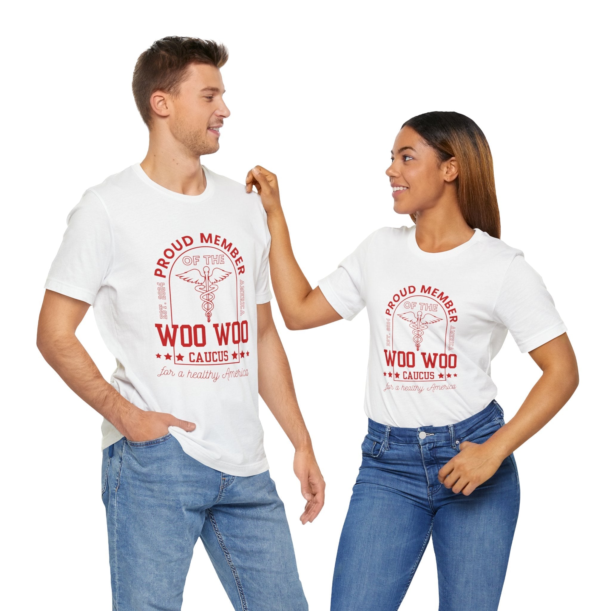 Proud Member of the Woo Woo Caucus - Unisex Jersey Short Sleeve Tee, Red Ivy & Fields