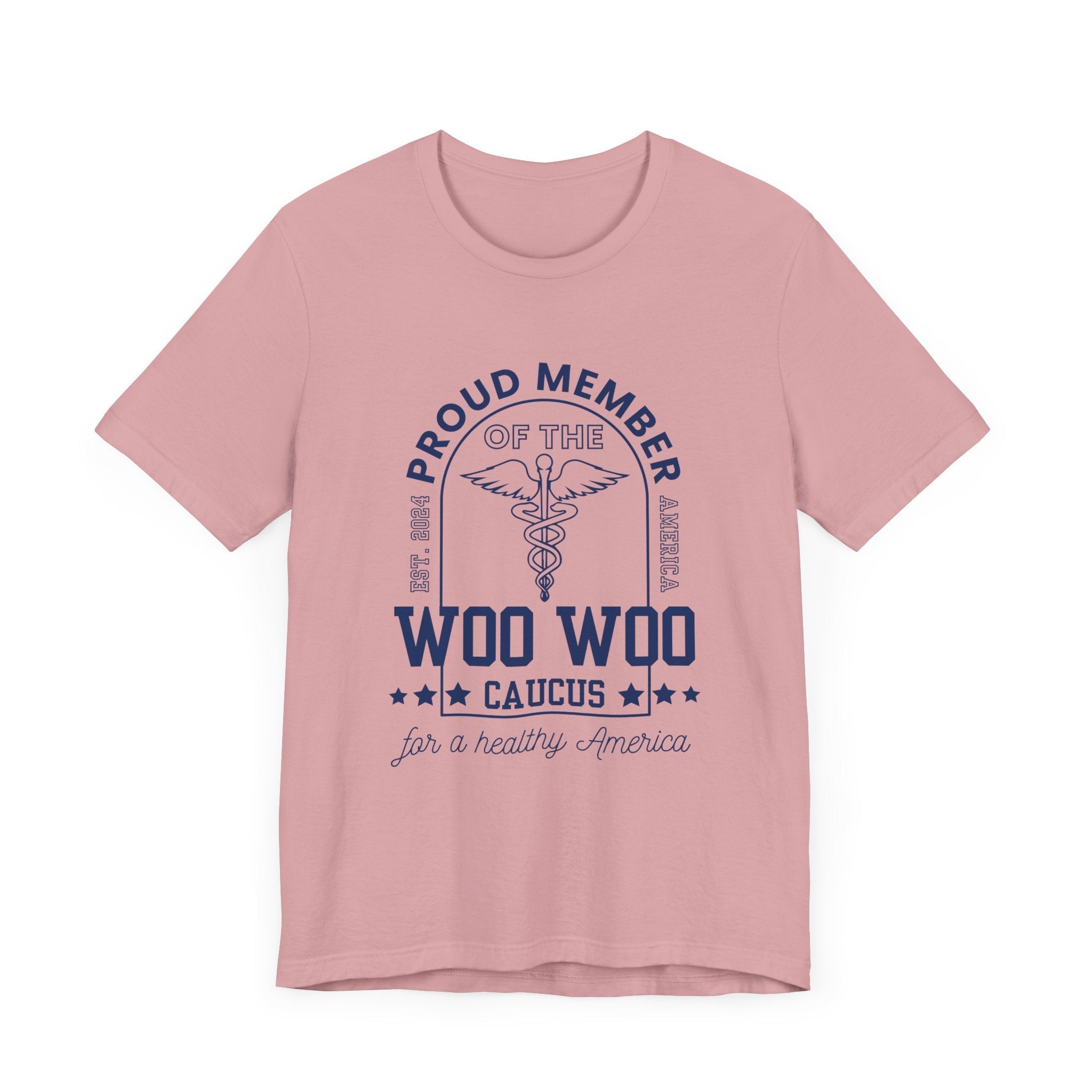 Proud Member of the Woo Woo Caucus - Unisex Jersey Short Sleeve Tee, Navy Ivy & Fields