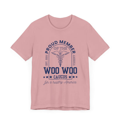 Proud Member of the Woo Woo Caucus - Unisex Jersey Short Sleeve Tee, Navy