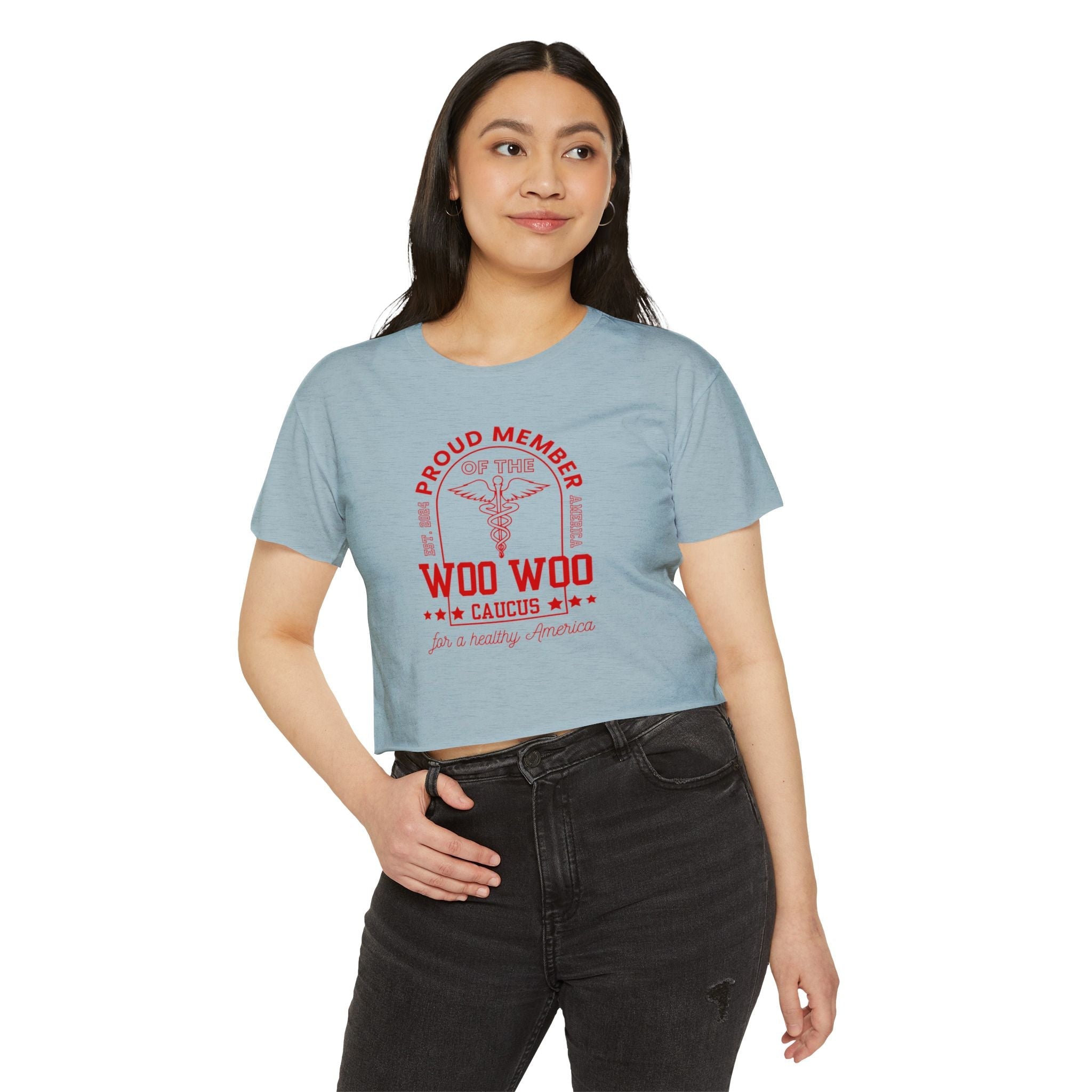 Proud Member of the Woo Woo Caucus - Women's Crop Top, Red Ivy & Fields