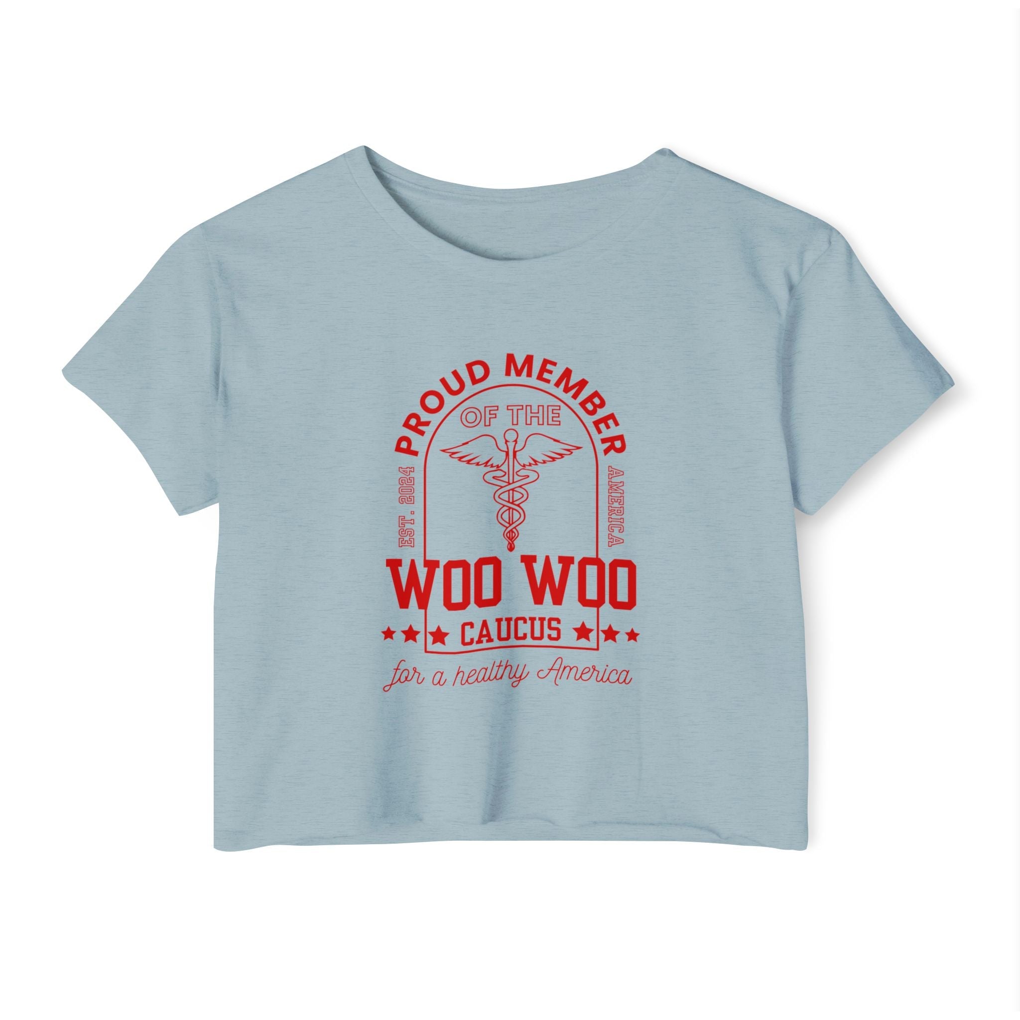 Proud Member of the Woo Woo Caucus - Women's Crop Top, Red Ivy & Fields
