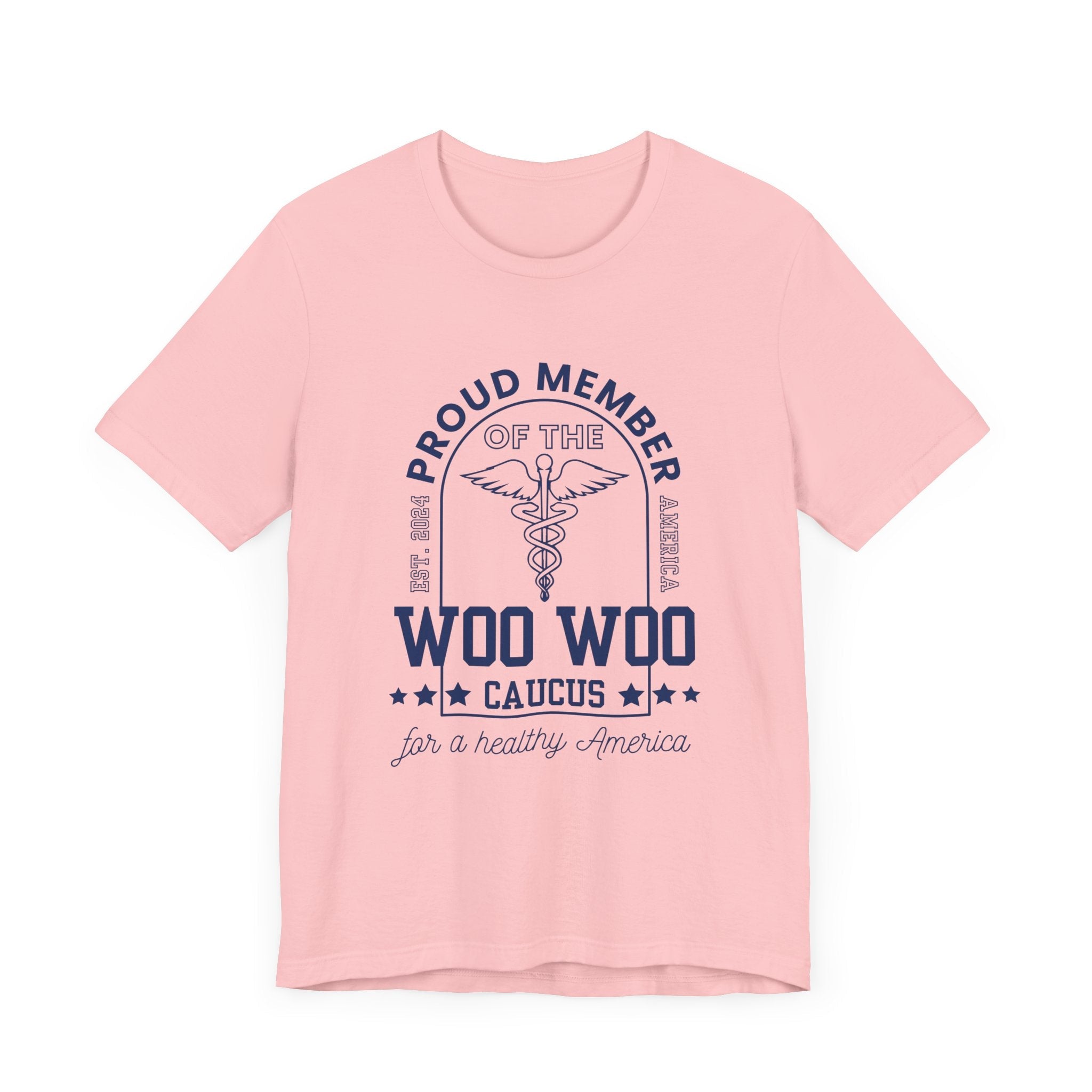 Proud Member of the Woo Woo Caucus - Unisex Jersey Short Sleeve Tee, Navy Ivy & Fields