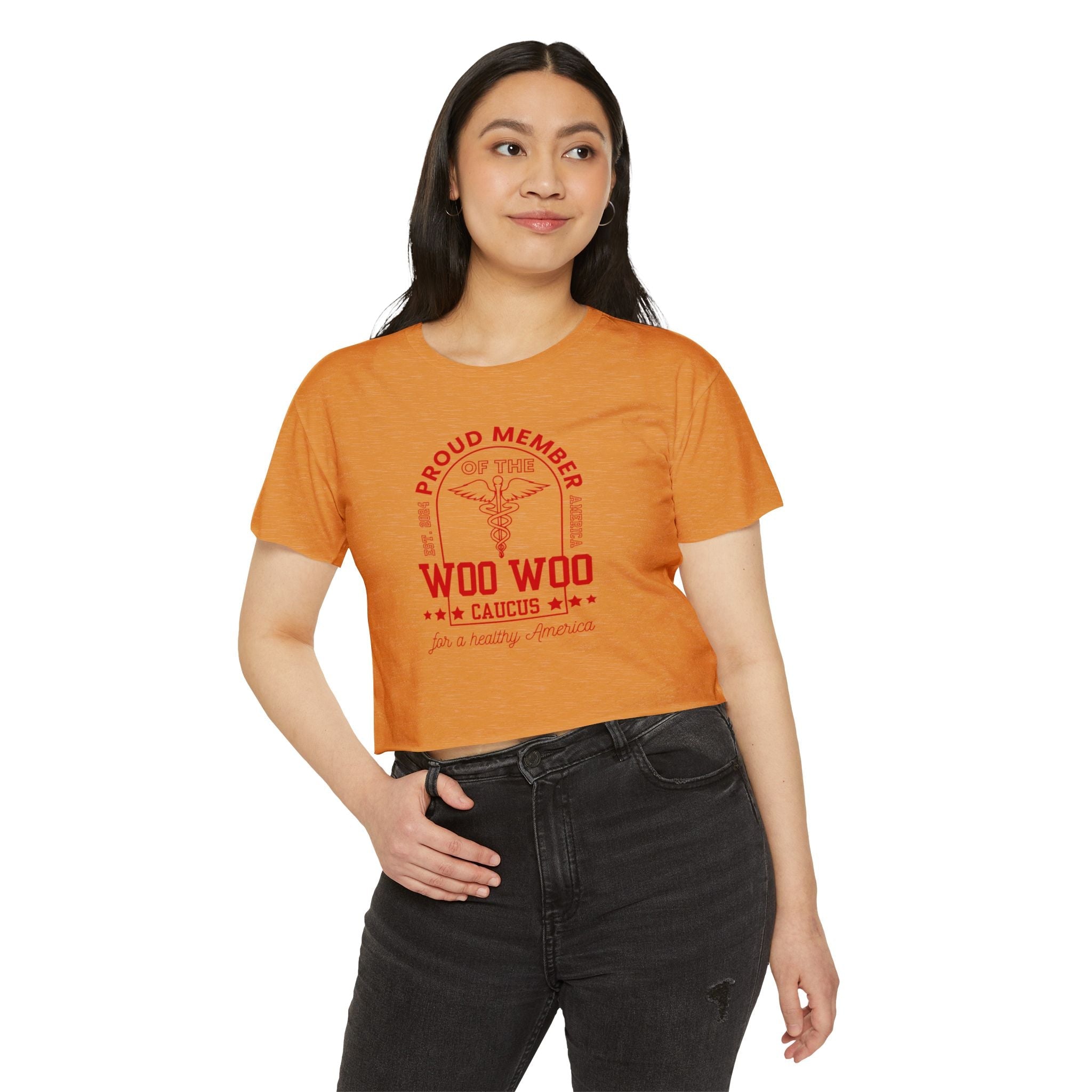 Proud Member of the Woo Woo Caucus - Women's Crop Top, Red Ivy & Fields