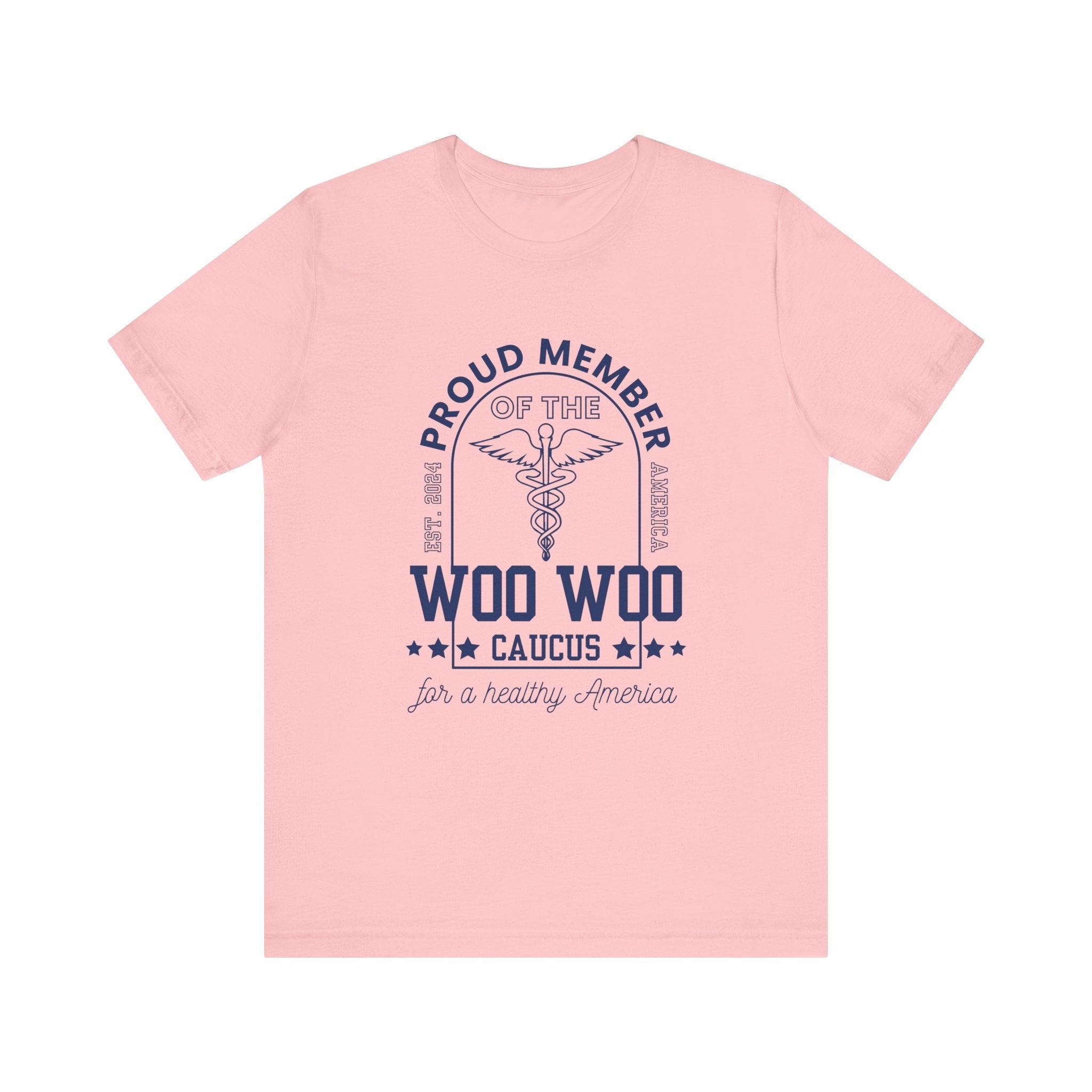 Proud Member of the Woo Woo Caucus - Unisex Jersey Short Sleeve Tee, Navy Ivy & Fields