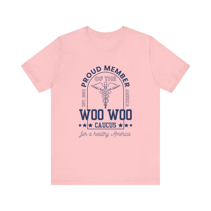 Proud Member of the Woo Woo Caucus - Unisex Jersey Short Sleeve Tee, Navy