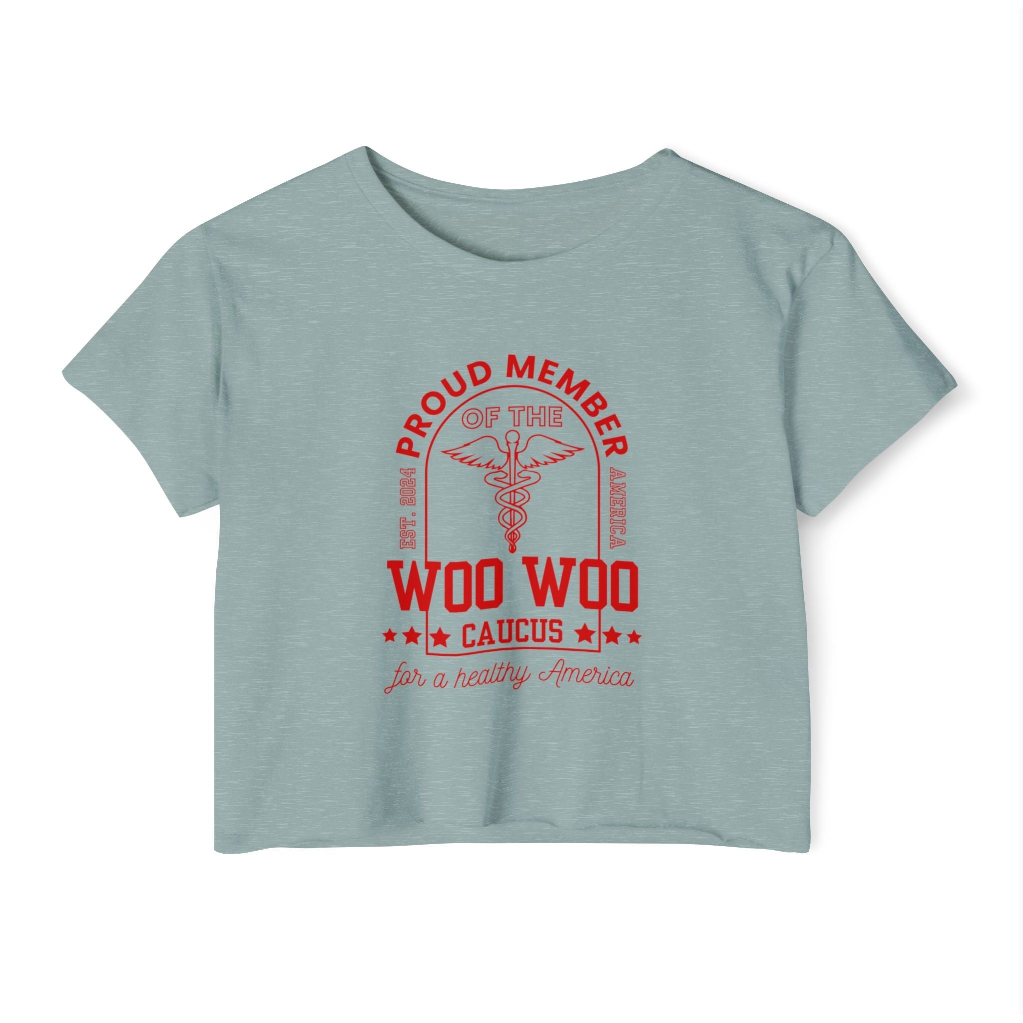 Proud Member of the Woo Woo Caucus - Women's Crop Top, Red Ivy & Fields