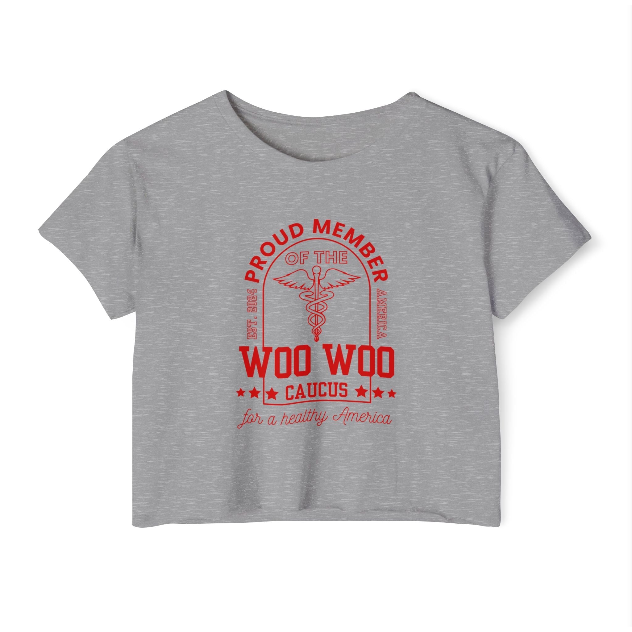 Proud Member of the Woo Woo Caucus - Women's Crop Top, Red Ivy & Fields