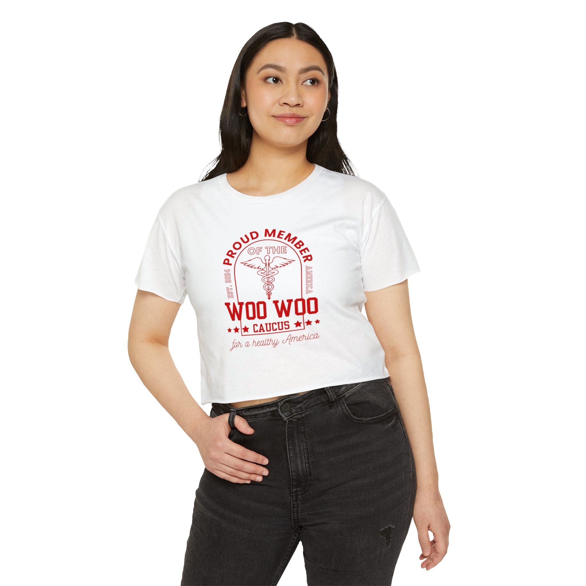 Proud Member of the Woo Woo Caucus - Women's Crop Top, Red Ivy & Fields