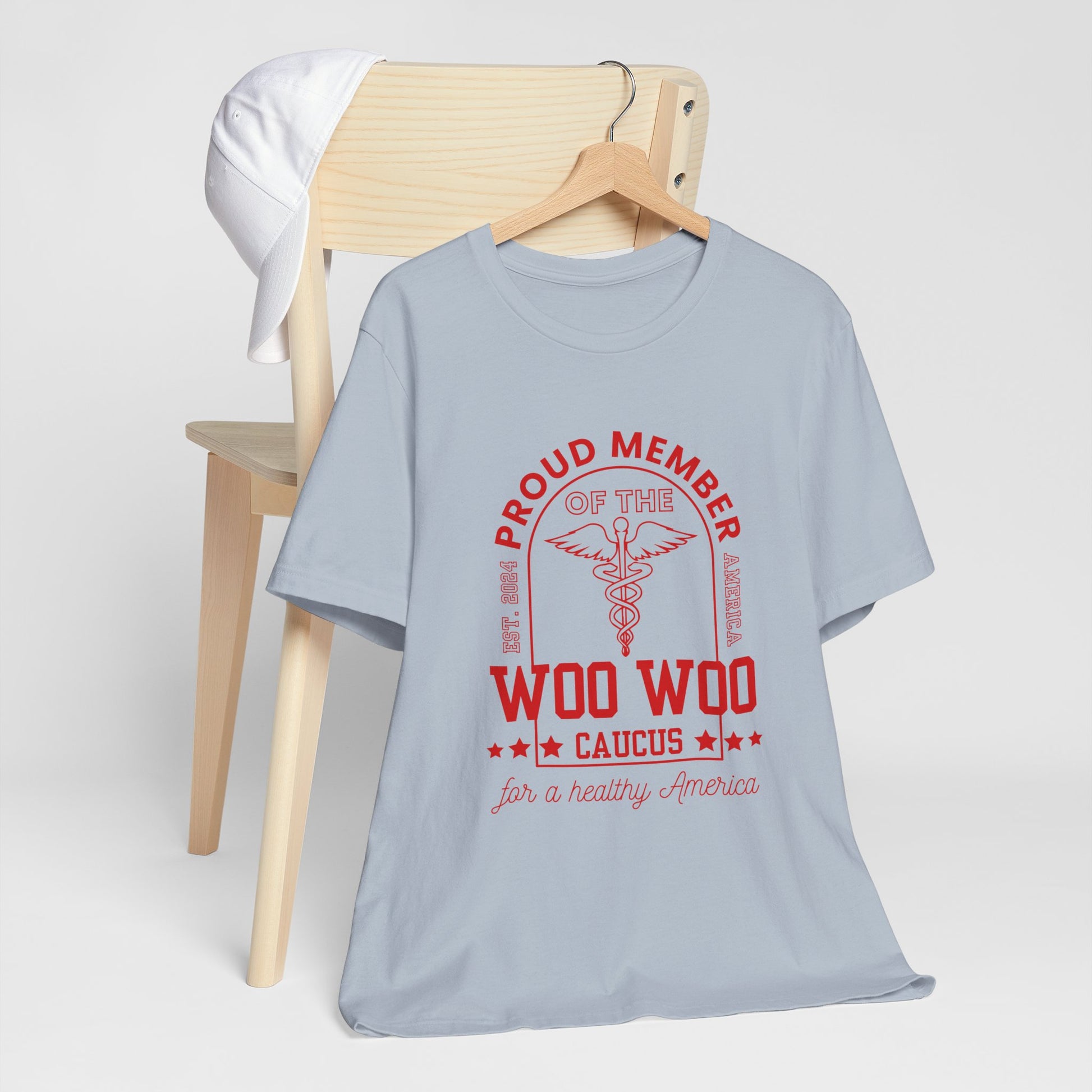 Proud Member of the Woo Woo Caucus - Unisex Jersey Short Sleeve Tee, Red