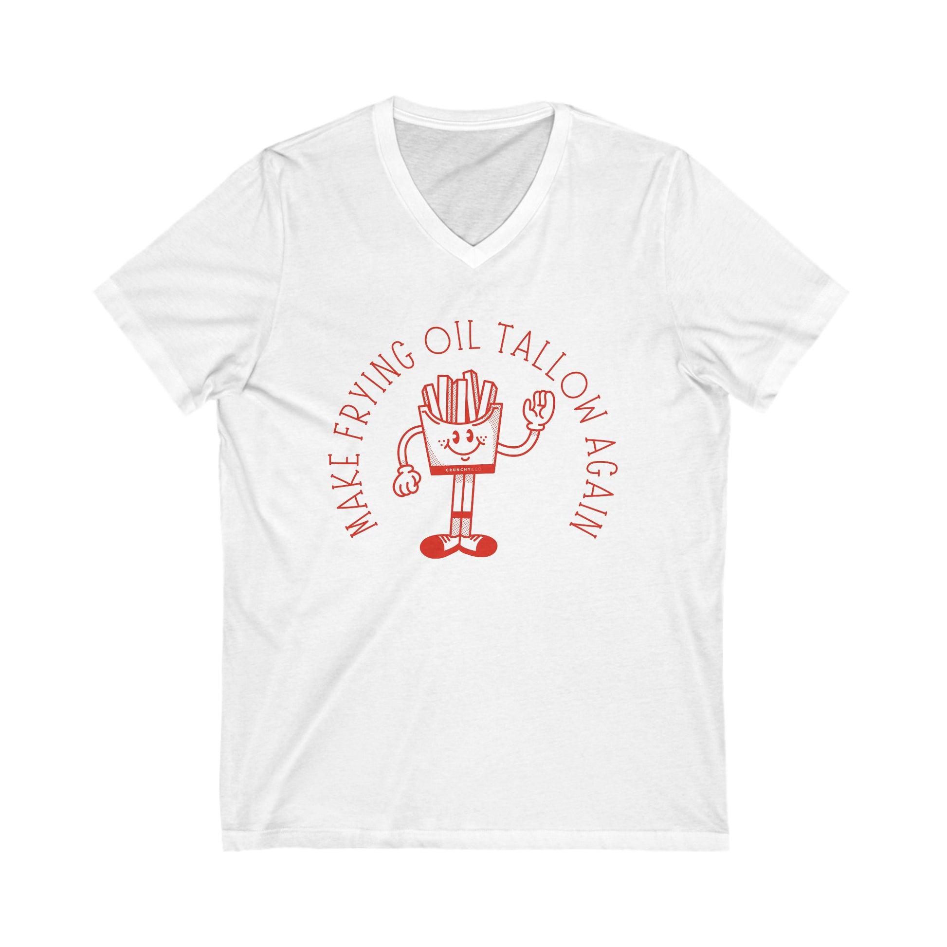 Make Frying Oil Tallow Again, Fries, Unisex Jersey Short Sleeve V-Neck Tee