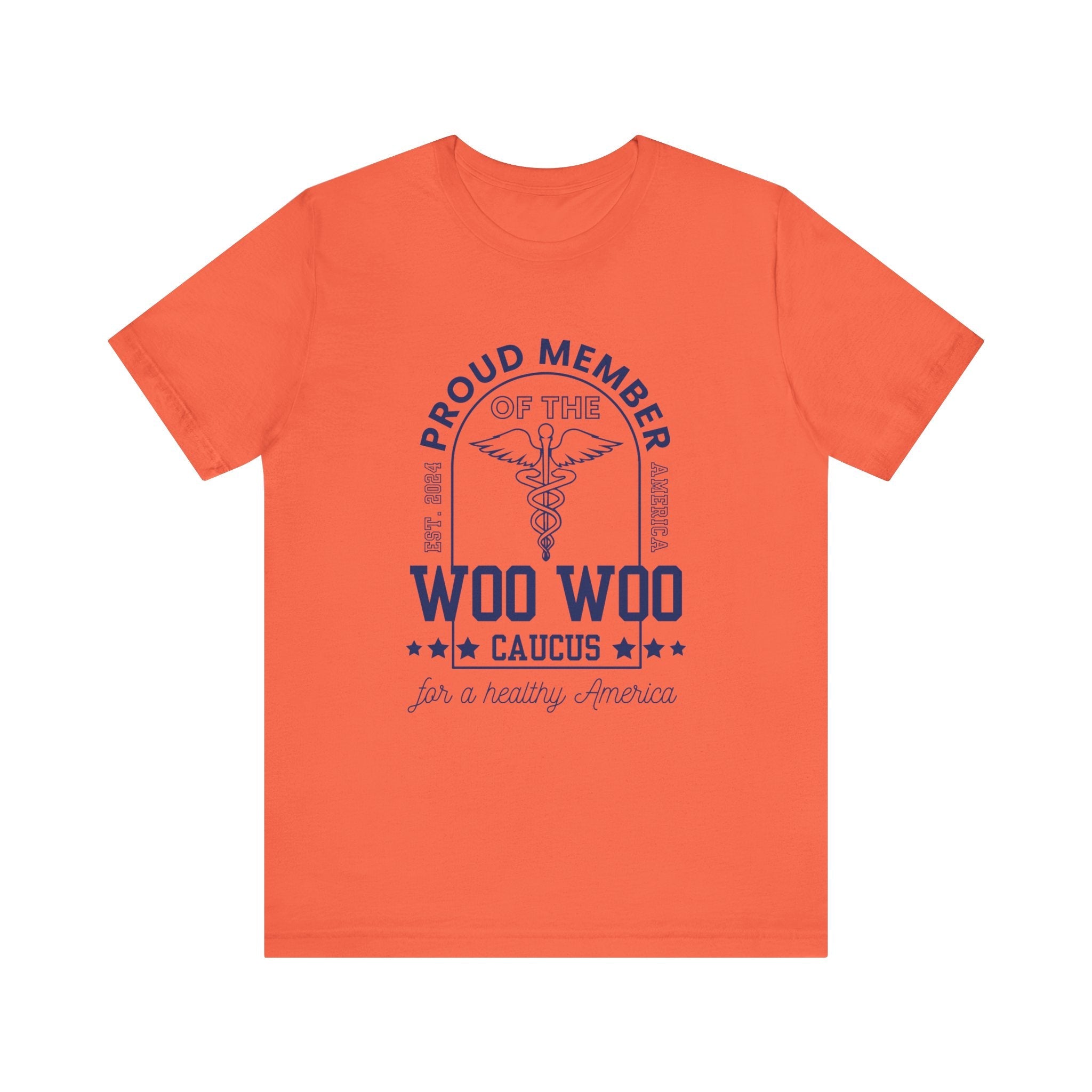 Proud Member of the Woo Woo Caucus - Unisex Jersey Short Sleeve Tee, Navy Ivy & Fields