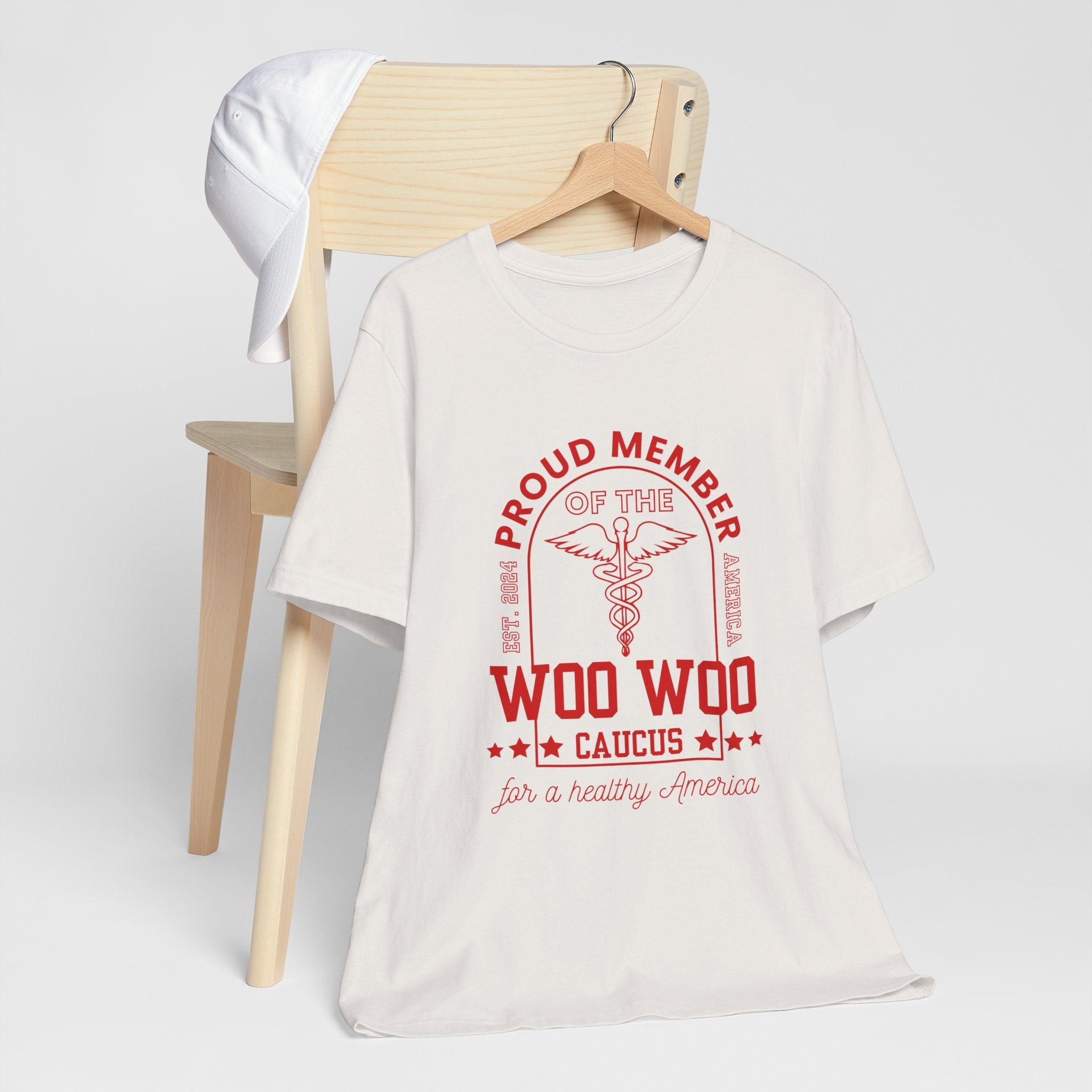 Proud Member of the Woo Woo Caucus - Unisex Jersey Short Sleeve Tee, Red Ivy & Fields