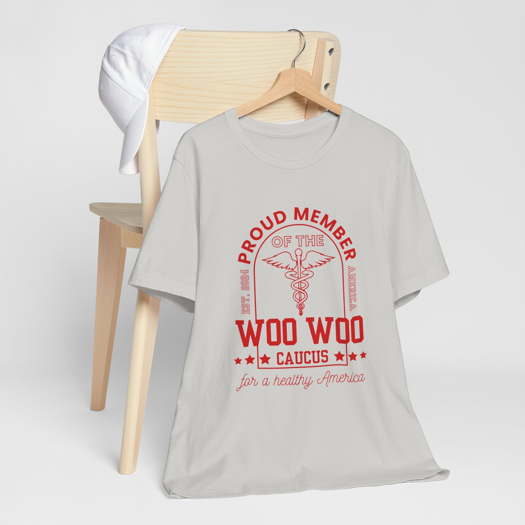 Proud Member of the Woo Woo Caucus - Unisex Jersey Short Sleeve Tee, Red Ivy & Fields