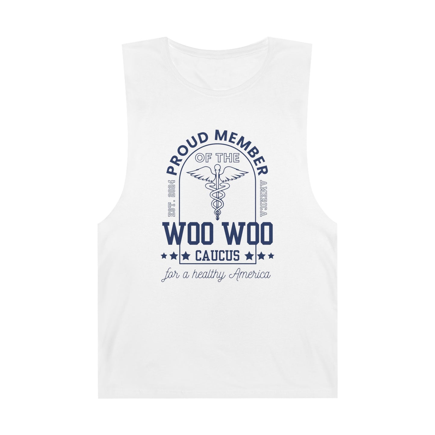 Proud Member of the Woo Woo Caucus - Unisex Muscle Tee, Navy