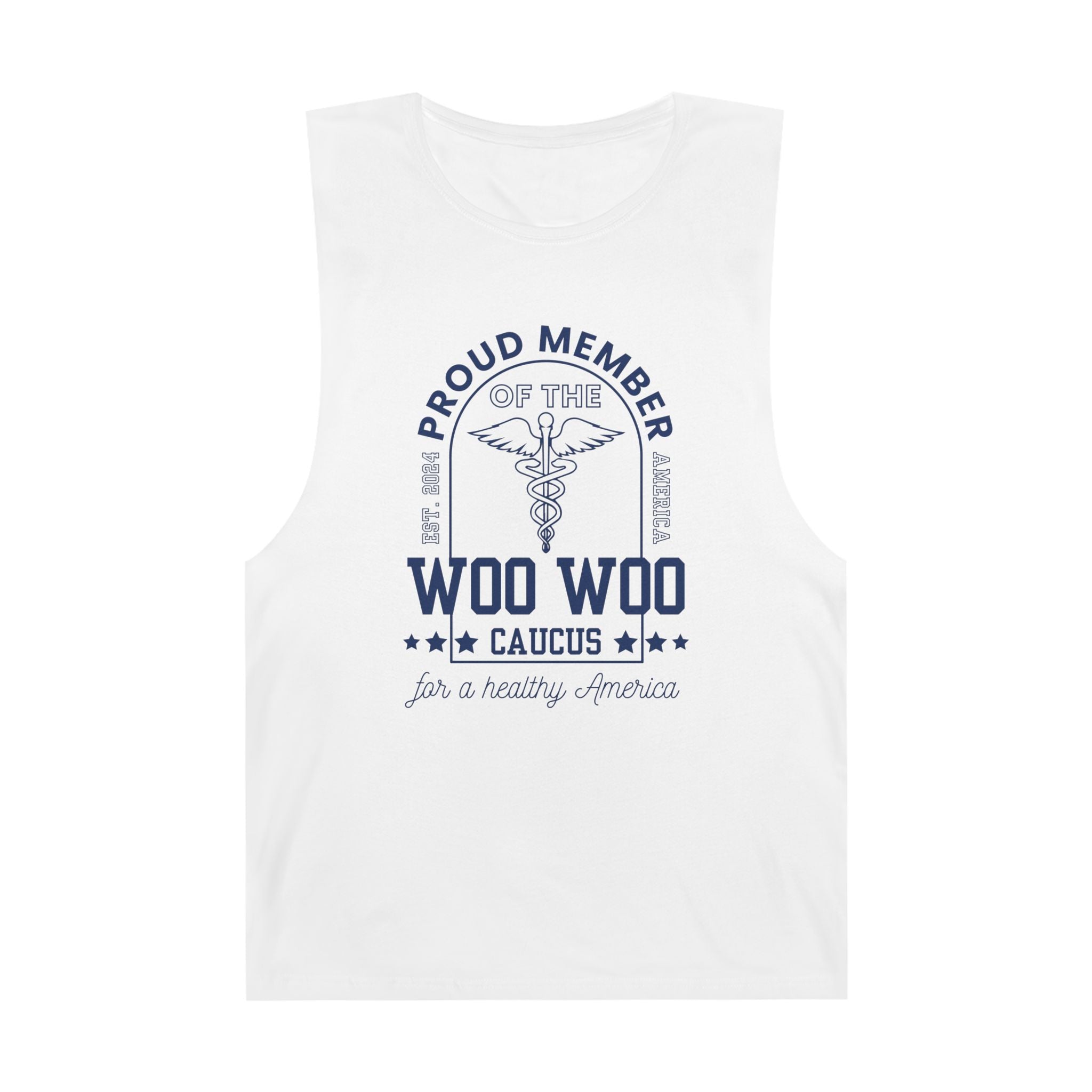 Proud Member of the Woo Woo Caucus - Unisex Muscle Tee, Navy Ivy & Fields