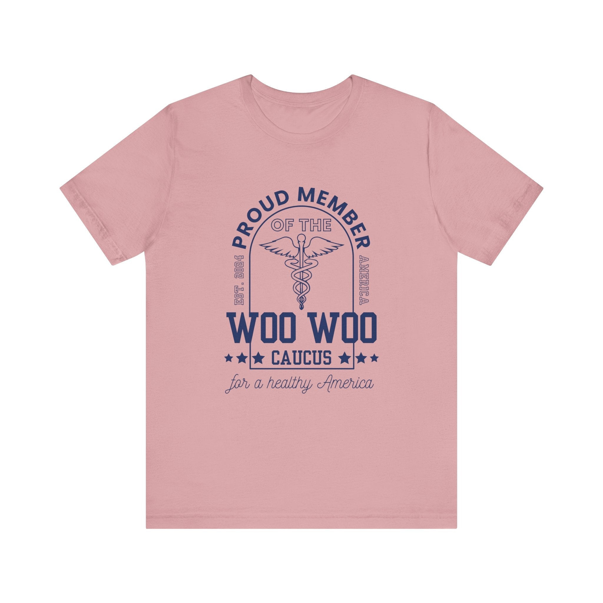Proud Member of the Woo Woo Caucus - Unisex Jersey Short Sleeve Tee, Navy Ivy & Fields