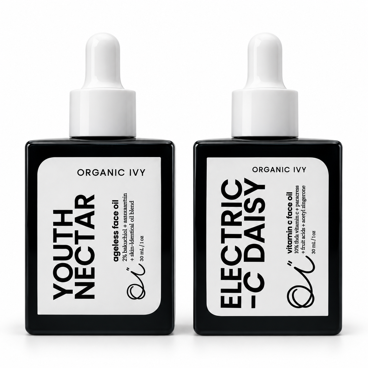 Ageless Face Duo by Organic Ivy: Youth Nectar and Electric-C Daisy face oils