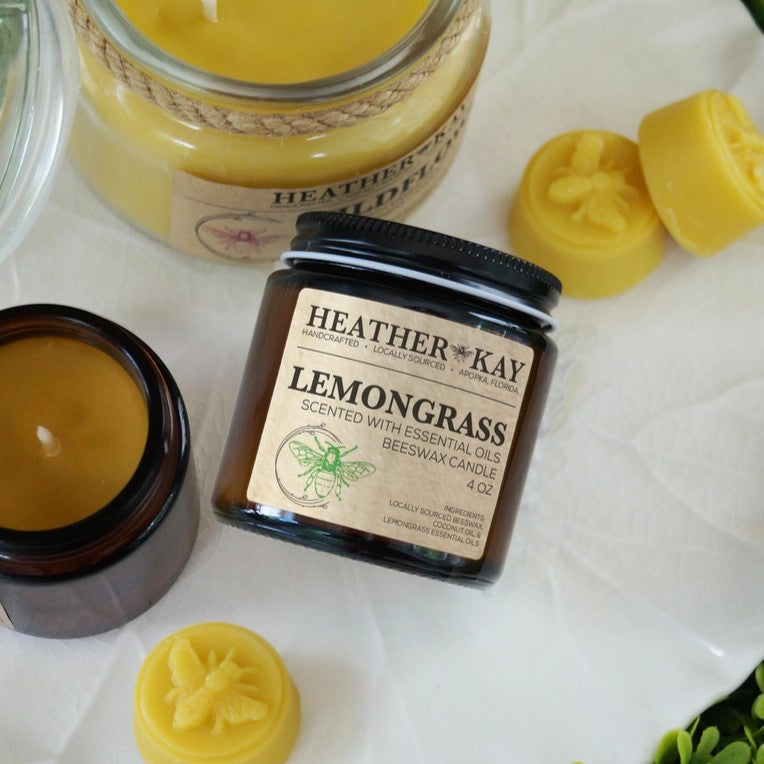 100% Beeswax Candle, Lemongrass