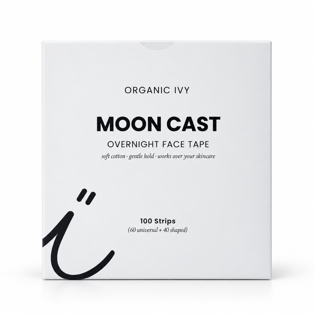 Front of the Moon Cast overnight face tape box by Organic Ivy