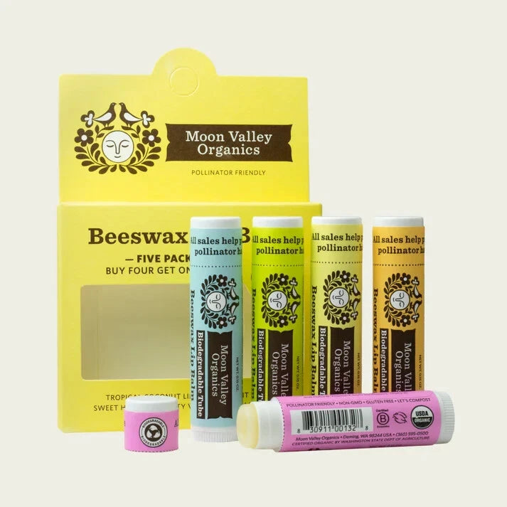Beeswax Lip Balm, Assorted Flavors Moon Valley Organics