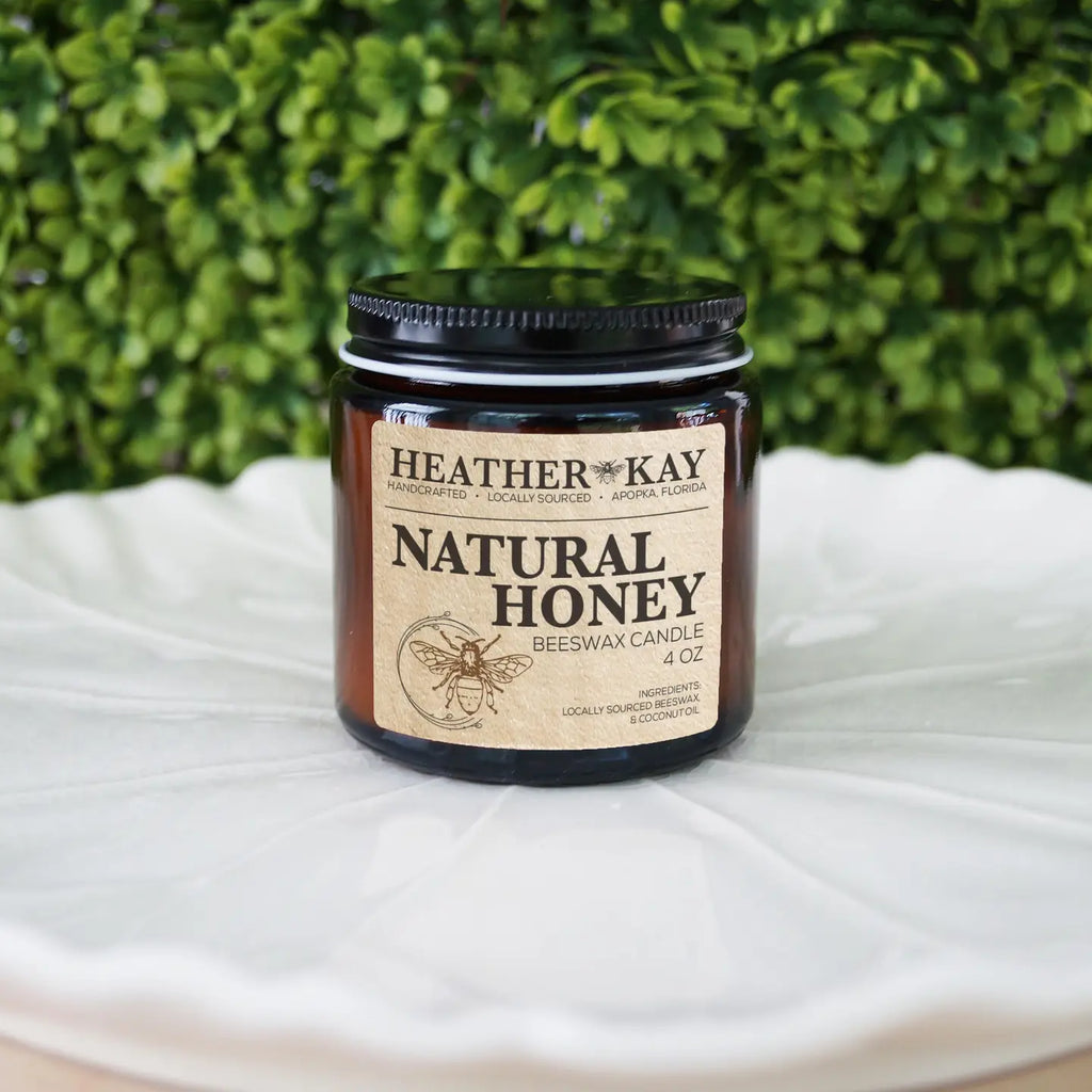 100% Beeswax Candle, Natural Honey