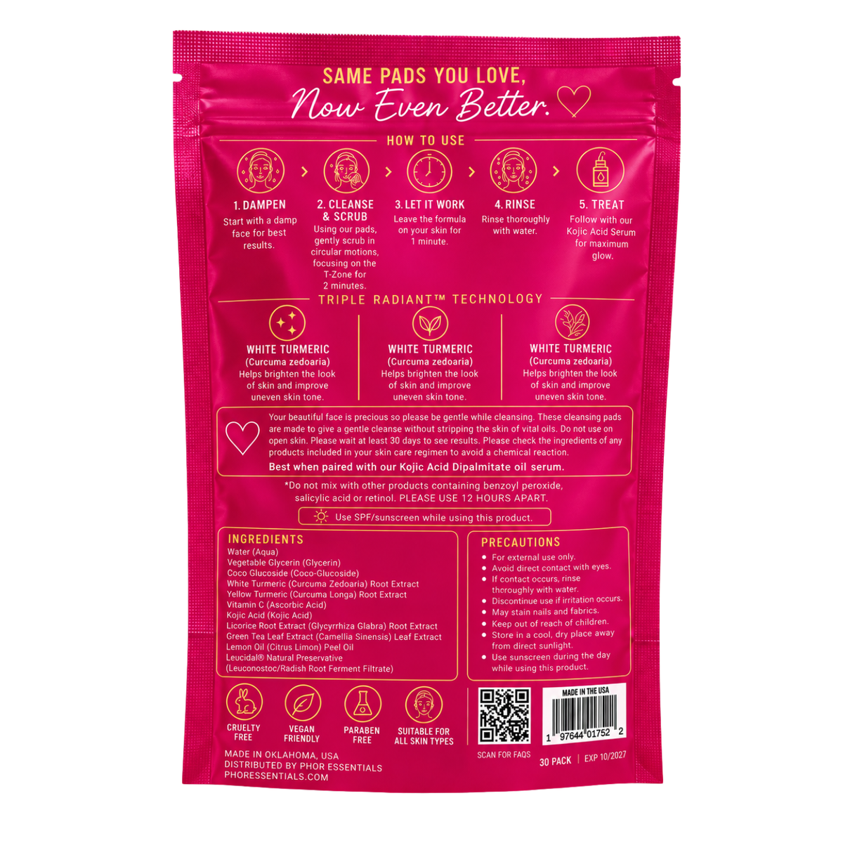 Turmeric Kojic Acid Exfoliating Cleansing Pads