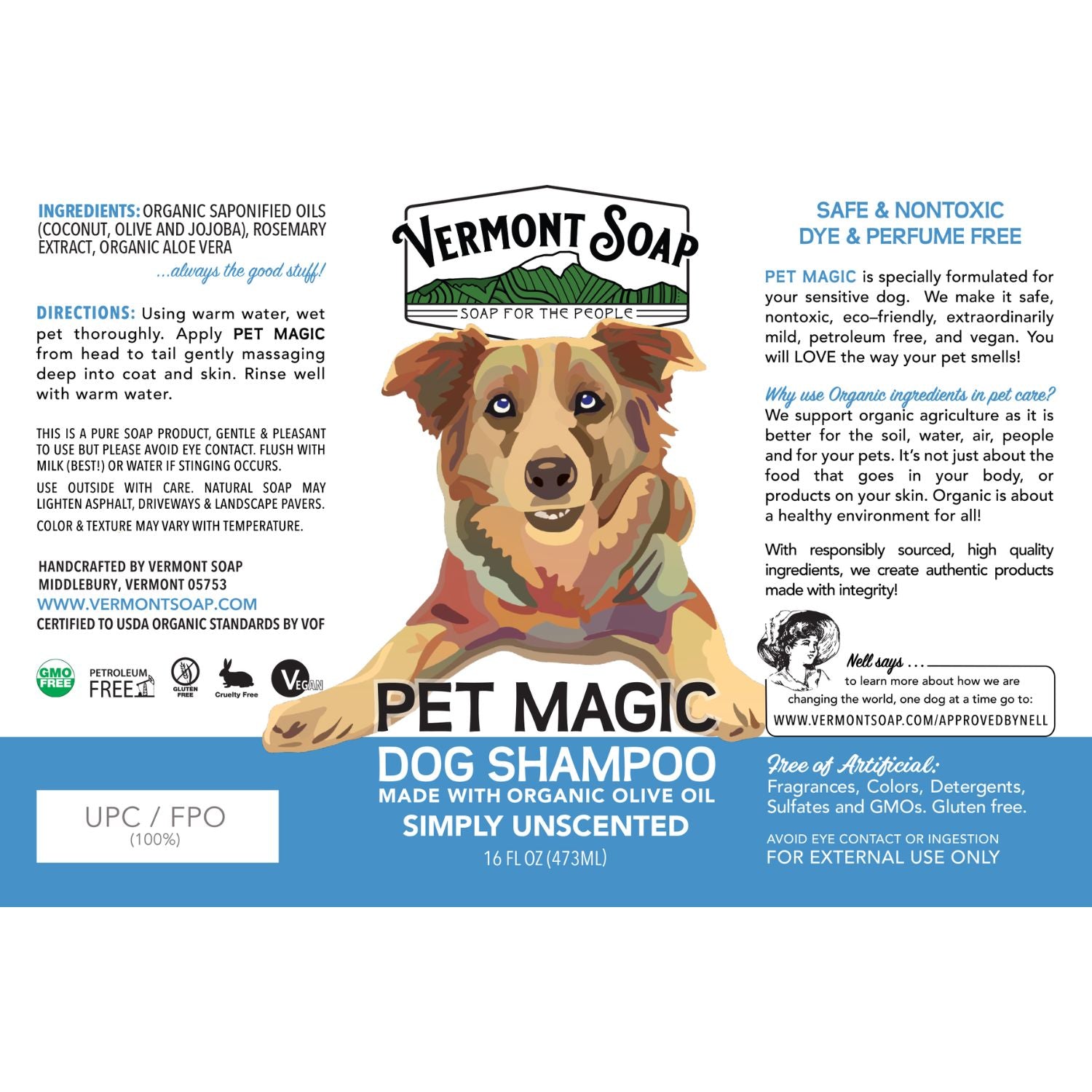 Pet Magic Organic Dog Shampoo Vermont Soap