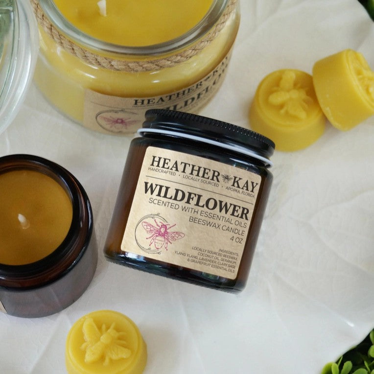 100% Beeswax Candle, Wildflower