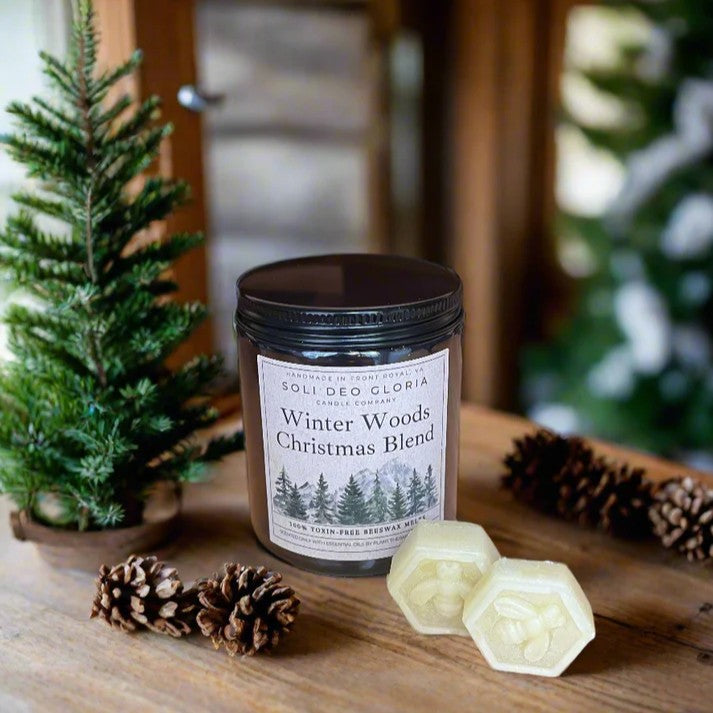 Winter Woods 100% Pure Beeswax Hemp Wick Candle