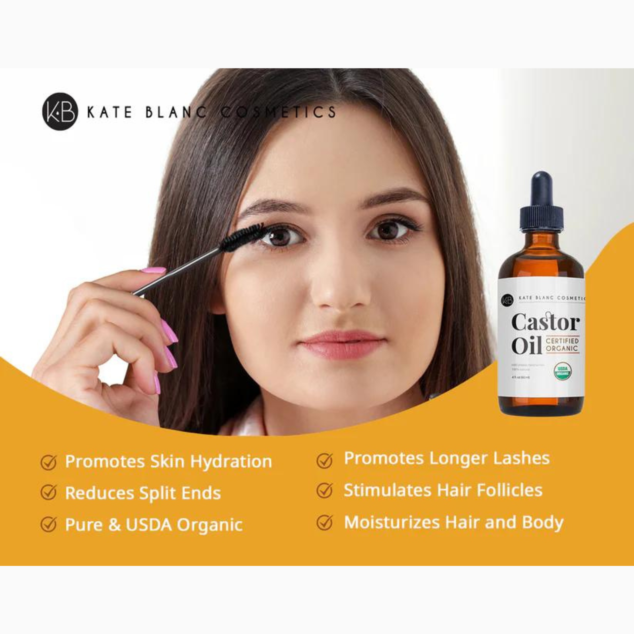 Organic Castor Oil Set with Applicators Kate Blanc Cosmetics
