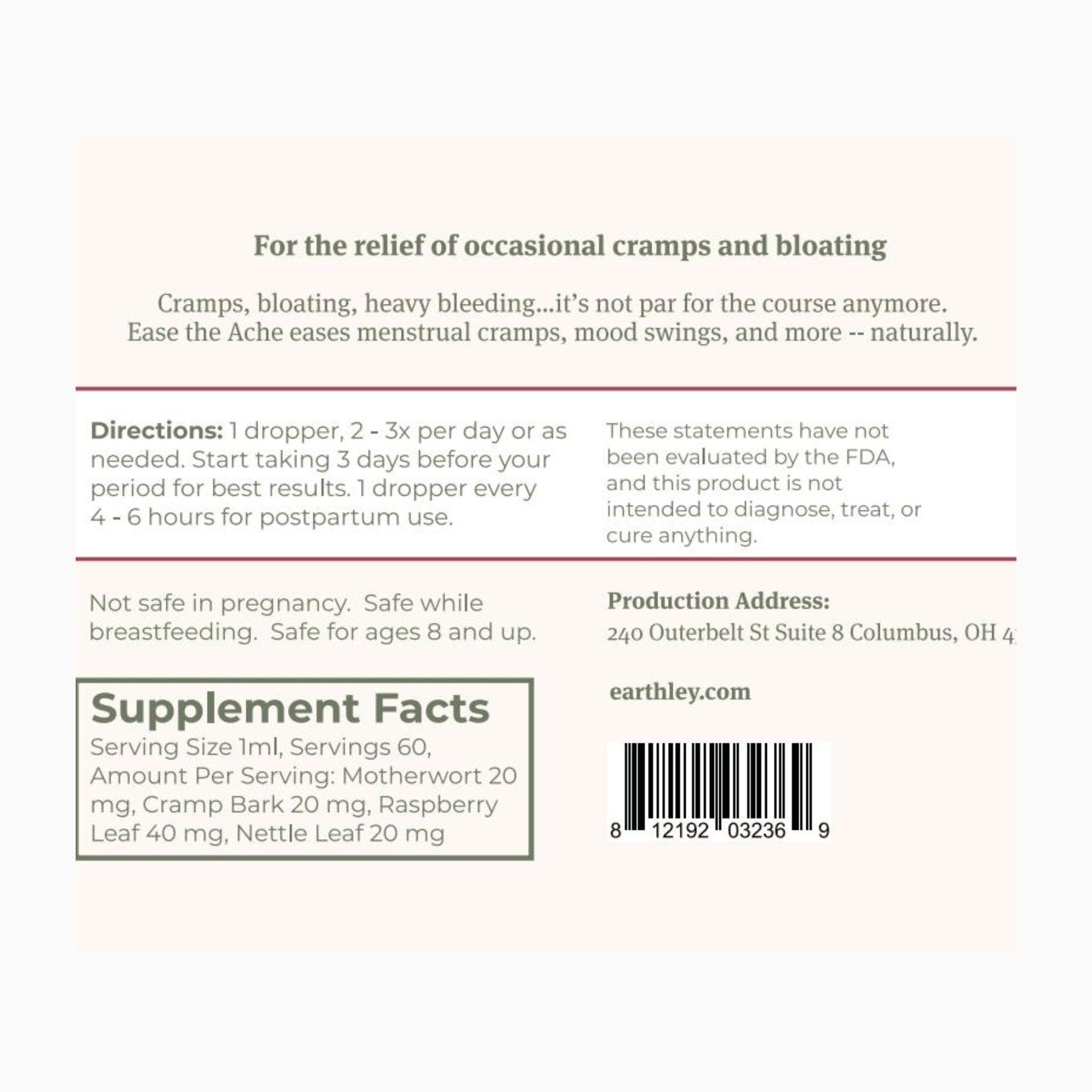 Ease the Ache – For Cramps, Bloating, Mood Swings, and Afterpains Earthley