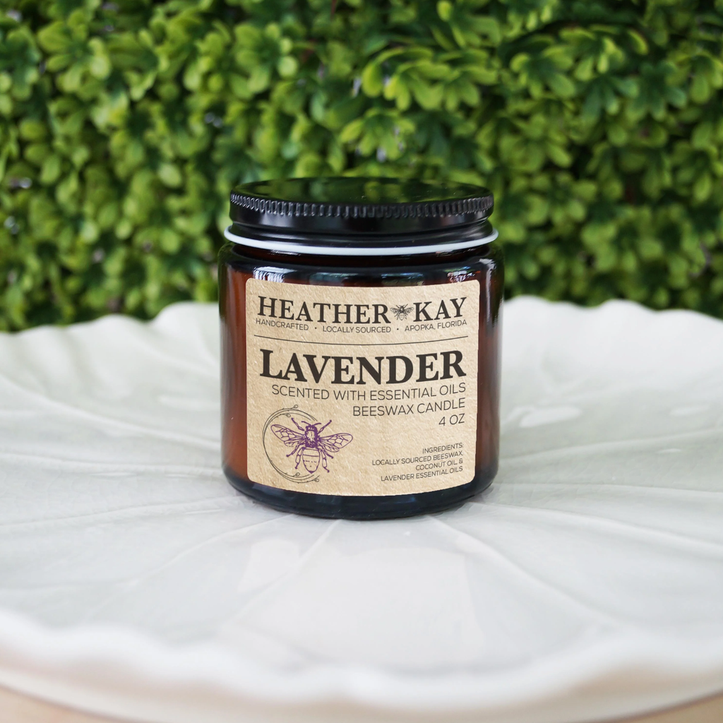 100% Beeswax Candle, Lavender