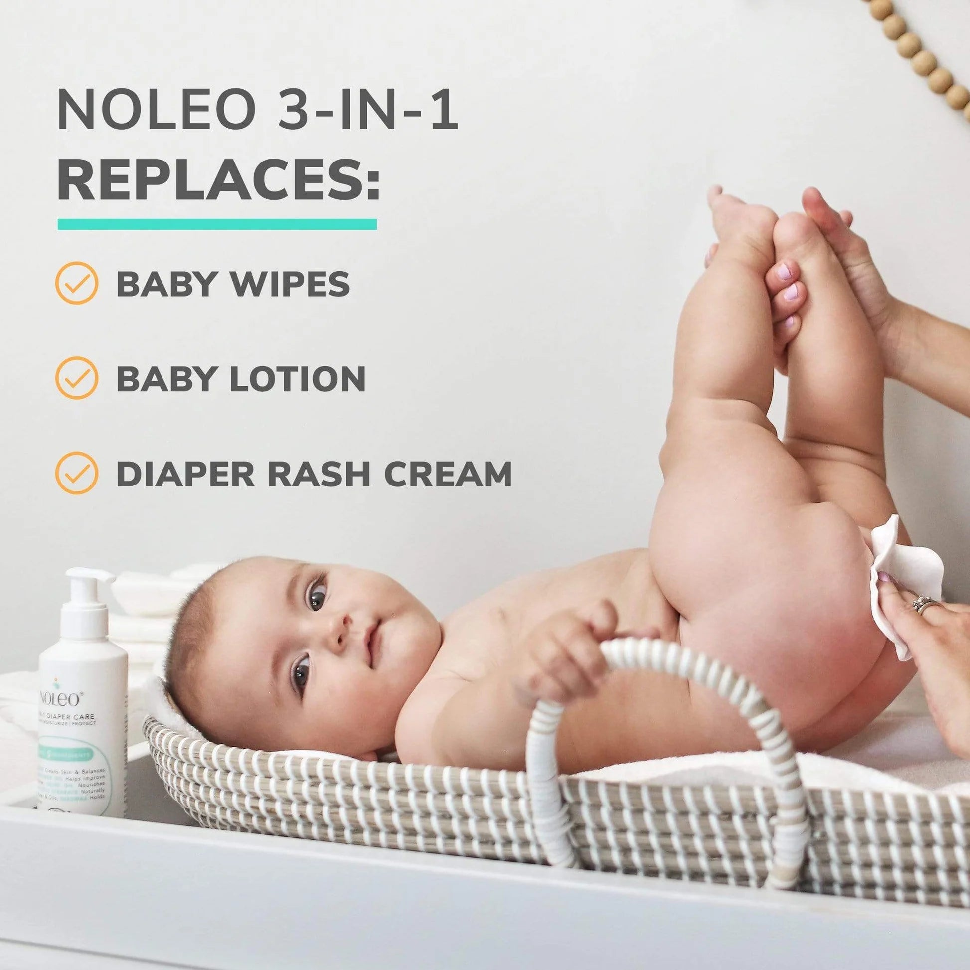 NOLEO 3-IN-1 Diaper Rash Cream, Lotion and Wipe