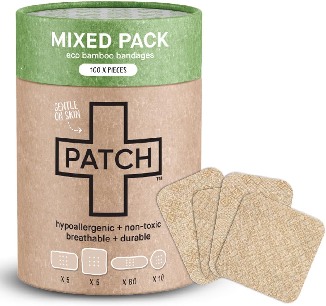 Mixed Packed Natural Bamboo Bandages - 100 Assorted Sizes Patch