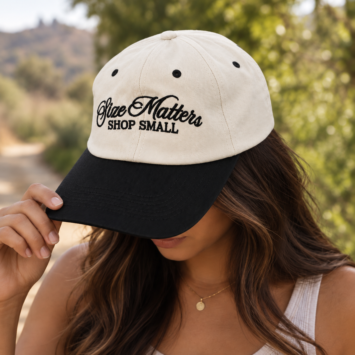 Size Matters, Shop Small - 100% Cotton Two-Tone Hat