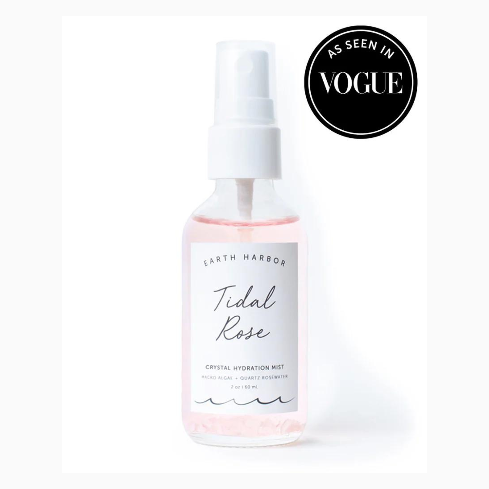 Tidal Rose, Hydration Mist: Rose Water + Rose Quartz Earth Harbor